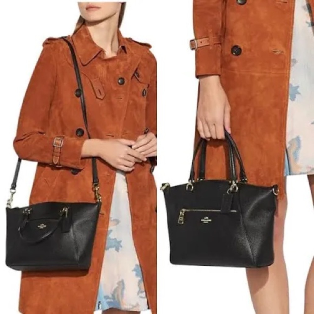 Coach Black Pebbled Leather Prairie Satchel